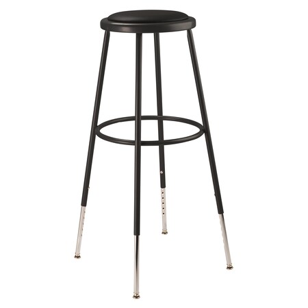 National Public Seating NPS 32 -39" Height Adjustable Heavy Duty Vinyl Padded Steel Stool, Black 6430H-10